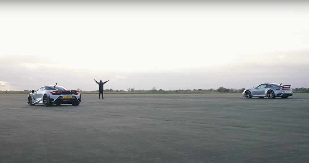 Porsche 992 911 Turbo S Takes on McLaren 765LT in Epic Drag Race